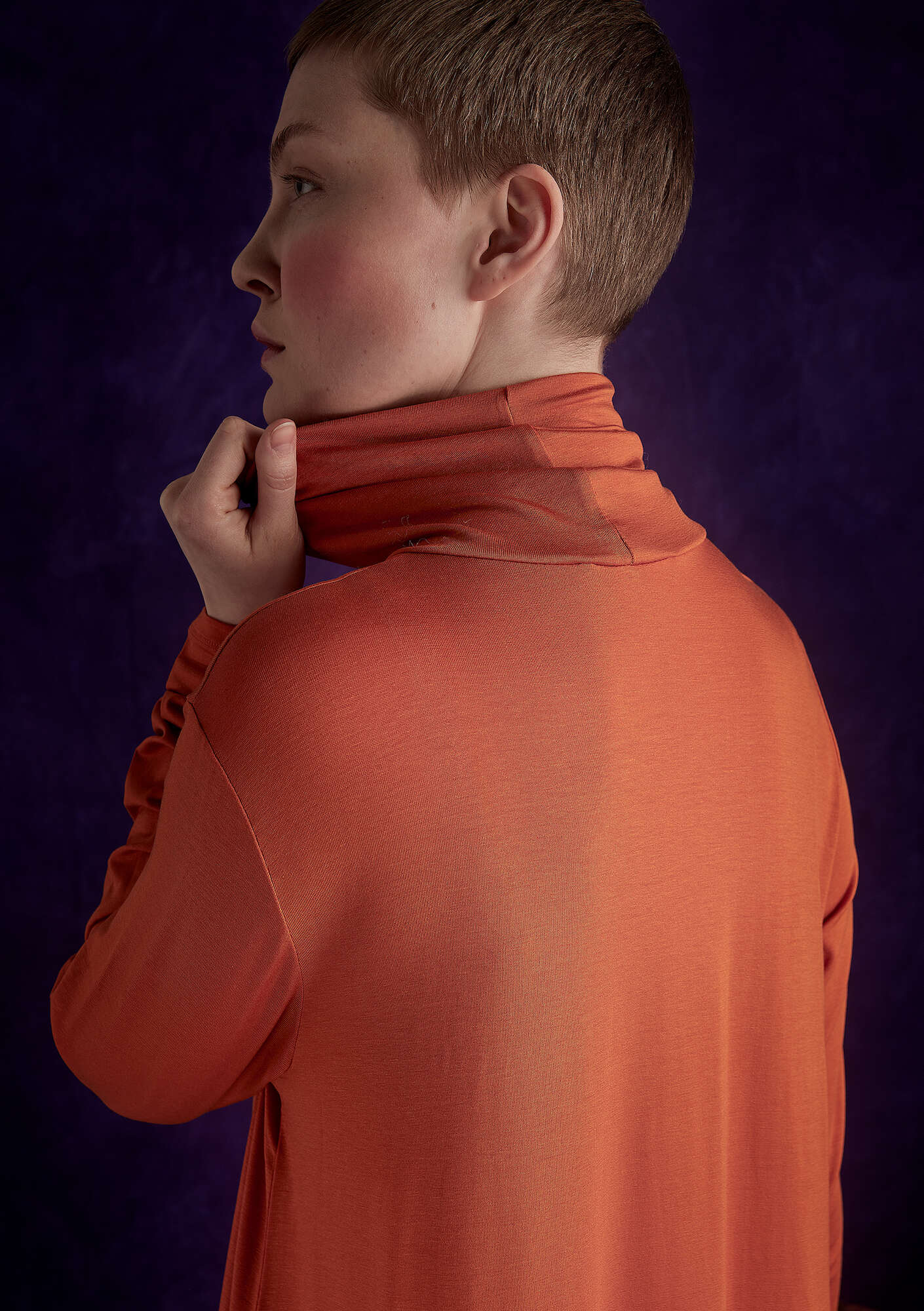 “Öland” jersey dress in lyocell/spandex burnt orange thumbnail
