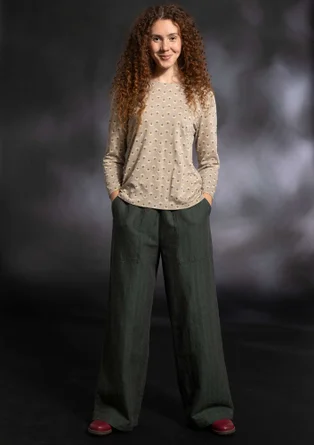 “Woodland” woven organic cotton/linen trousers - opal green