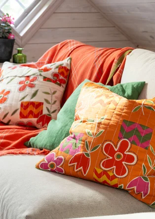 “Drömmar” organic cotton quilted cushion cover - rowan