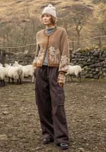 Geblümte Strickjacke „Hildur“ aus Wolle - messing-melange