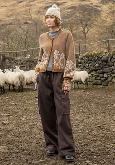 Gilet fleuri "Hildur" en laine - laiton/chiné