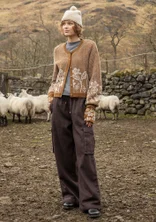 Geblümte Strickjacke „Hildur“ aus Wolle - messing-melange