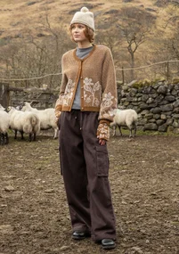 Geblümte Strickjacke „Hildur“ aus Wolle - messing-melange