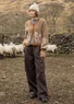 Geblümte Strickjacke „Hildur“ aus Wolle (messing-melange L)