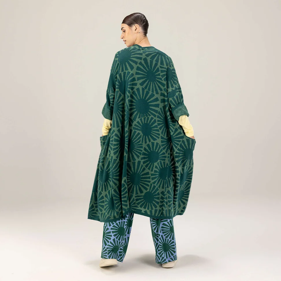 Lang vest "Midori" van biologisch katoen - regenwoudgroen