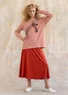 Essential striped sweater in organic cotton (brick/unbleached M)