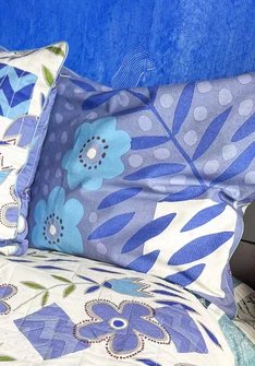 “Drömmar” floral organic cotton cushion cover - dark lavender