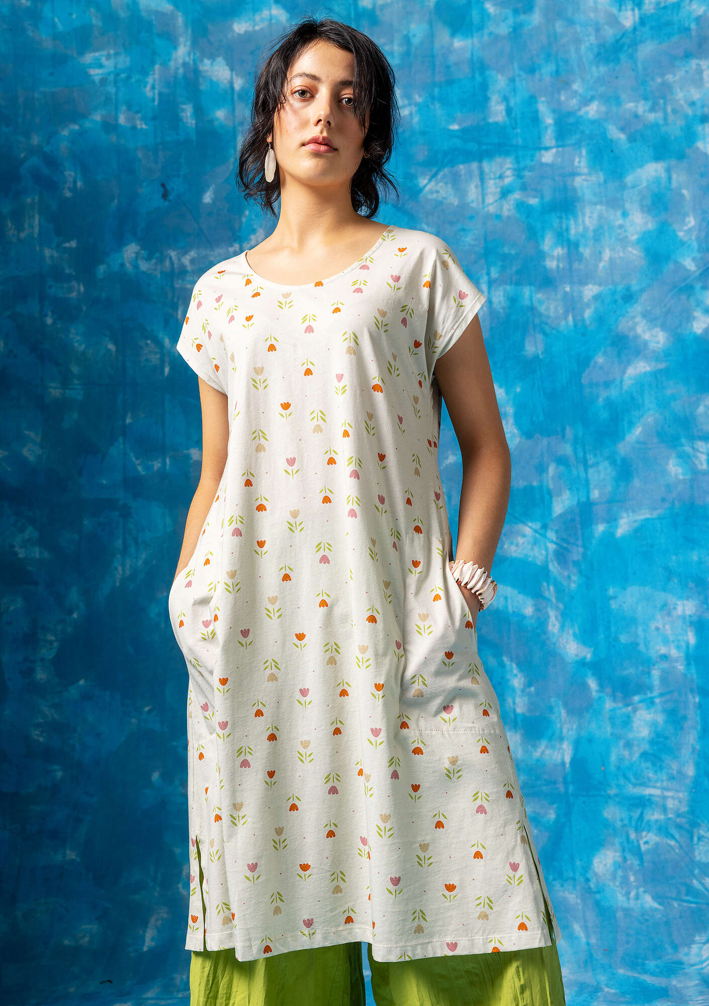 “Zahra” organic cotton jersey dress almond milk thumbnail