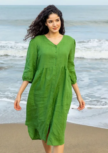 Kleid aus Leinengewebe - koriander