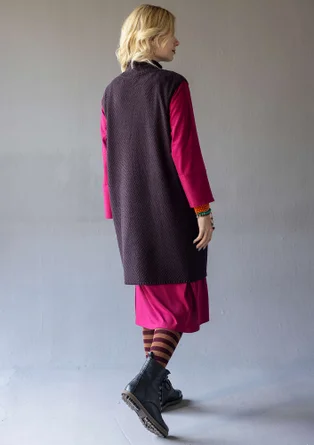 Strukturstricktunika aus Bio-Baumwolle/Wolle - dunkelaubergine