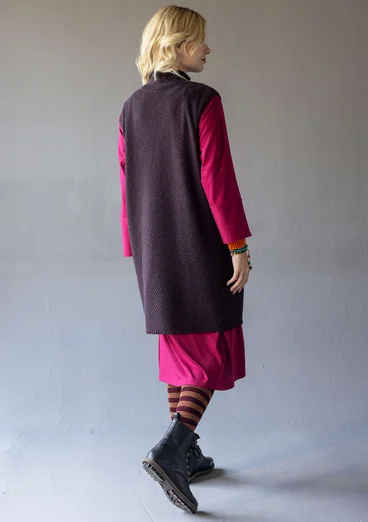 Strukturstricktunika aus Bio-Baumwolle/Wolle - dunkelaubergine