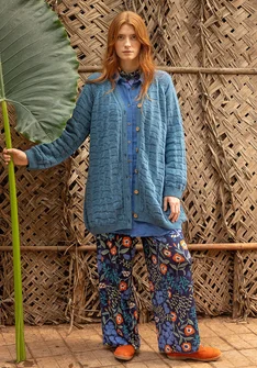 “Harriet” long cardigan in a recycled wool blend - indigofera/melange