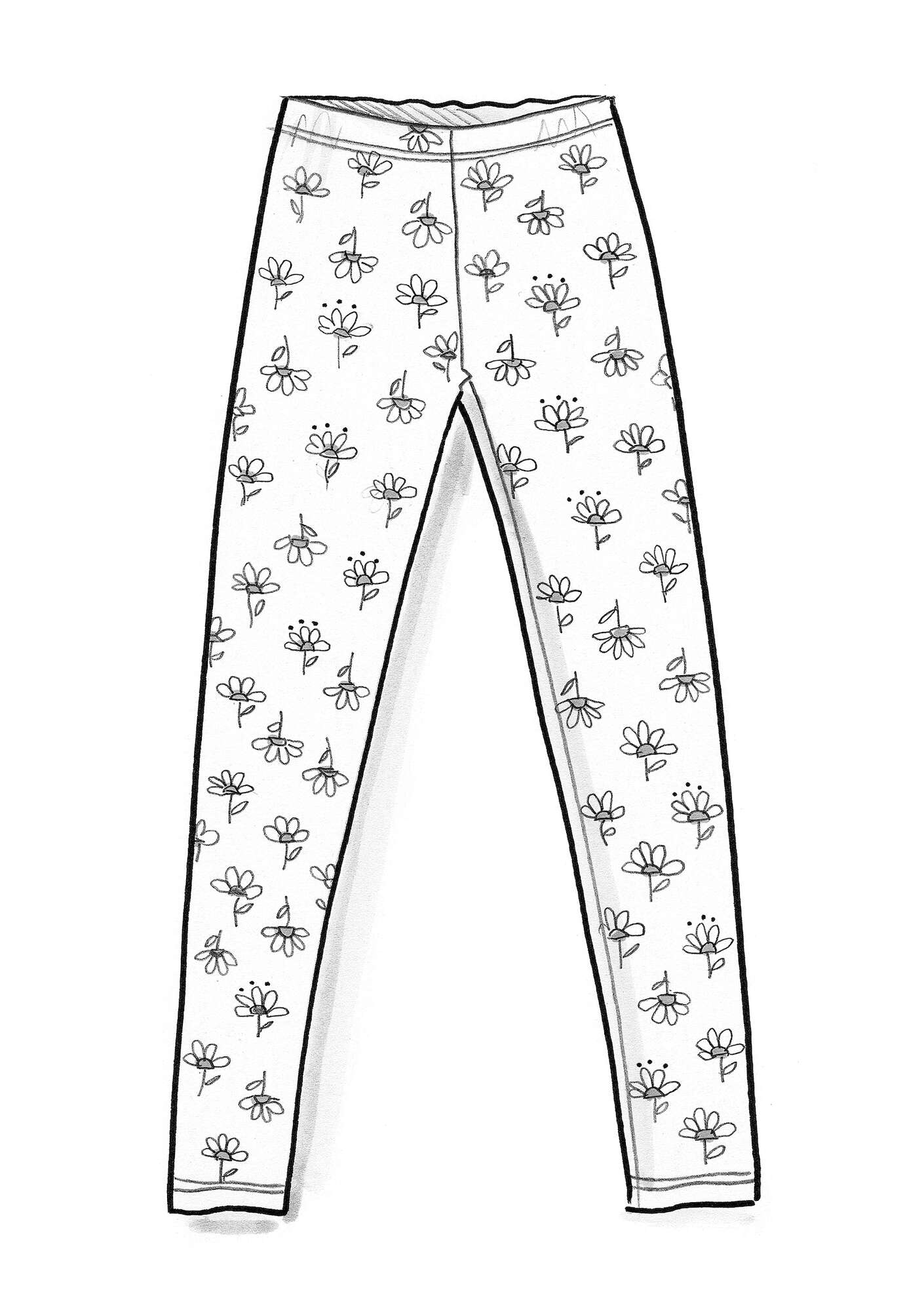 “Disa” jersey leggings in organic cotton/spandex dark nature/patterned