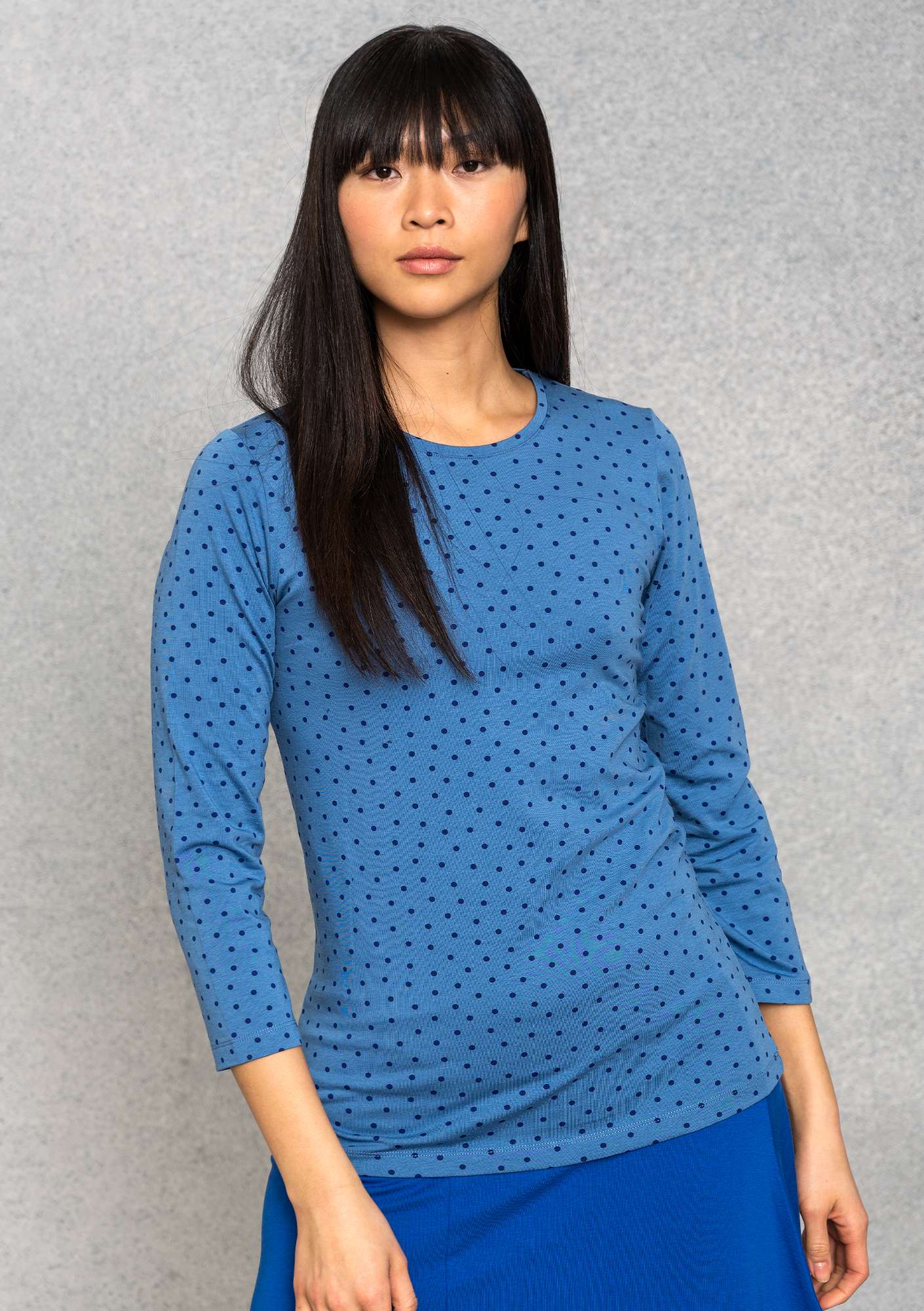 Shirt „Pytte“ aus Öko-Baumwolle/Modal/Elasthan leinenblau-gemustert thumbnail