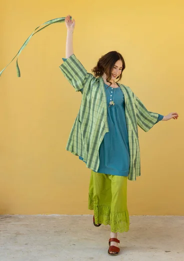 Kimono à carreaux "Coimbatore" en coton biologique - vert pomme