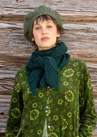 Strikket tørklæde "Forgetmenot" i alpakablanding - mørk jaspis/meleret