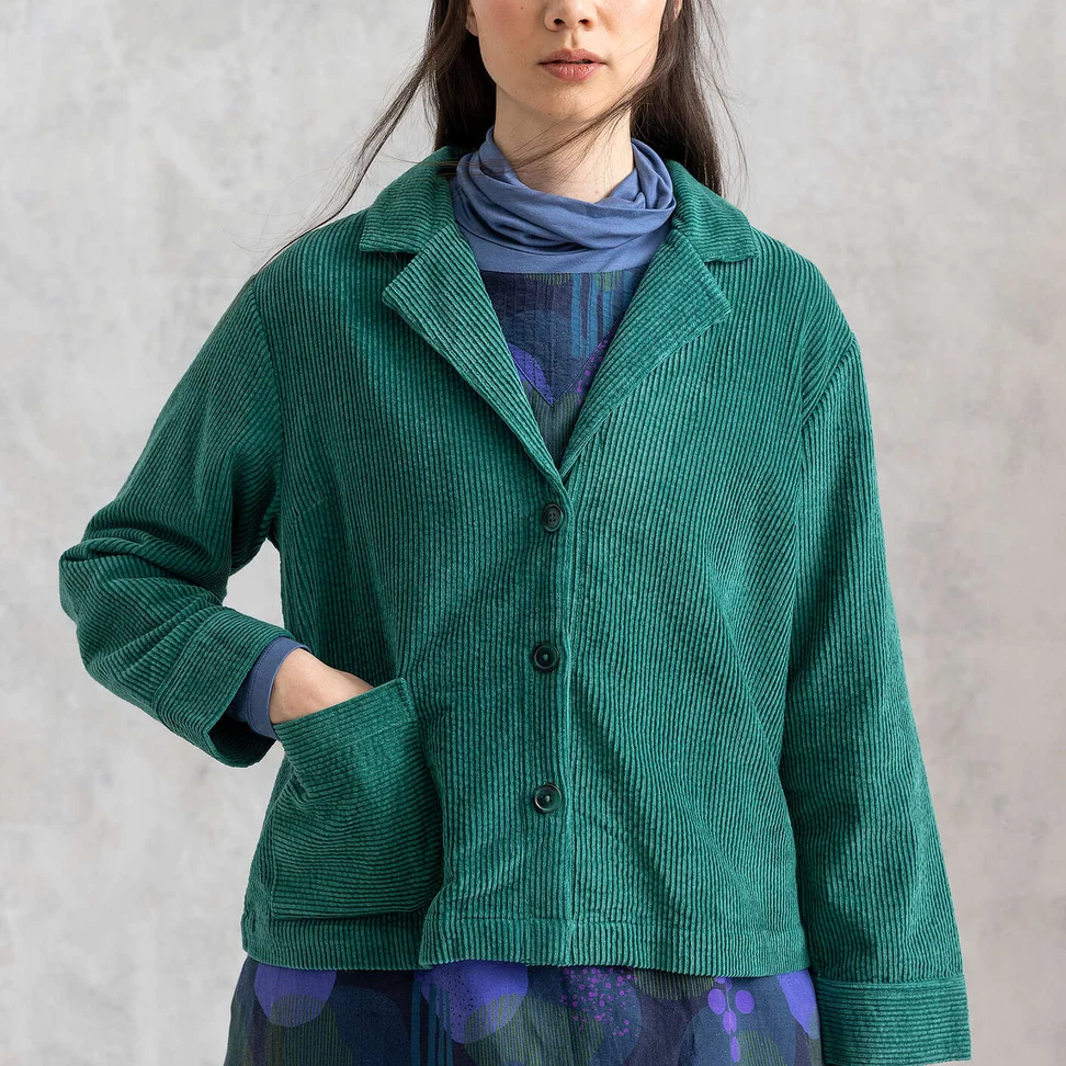 Manchesterjacka "Rime" i ekologisk bomull - ljus buteljgrön