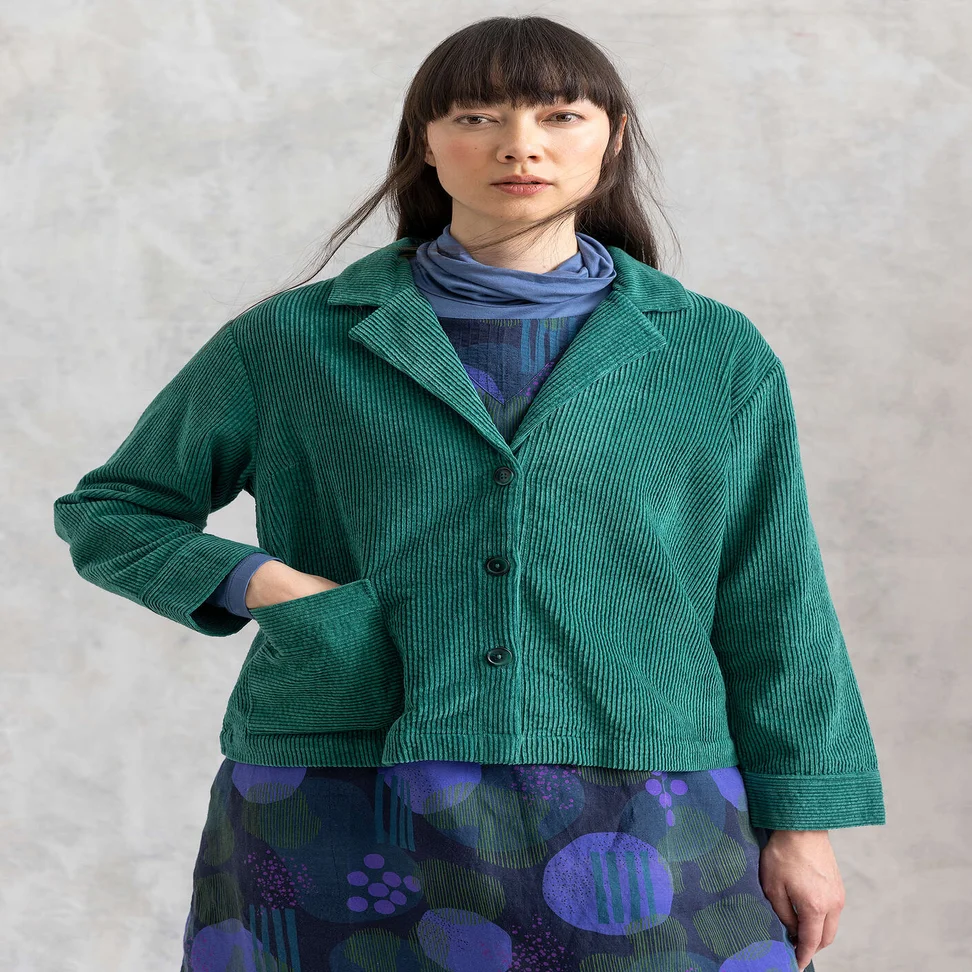 Manchesterjacka "Rime" i ekologisk bomull - ljus buteljgrön