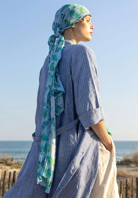 “Fjäril” organic cotton scarf - blue jay