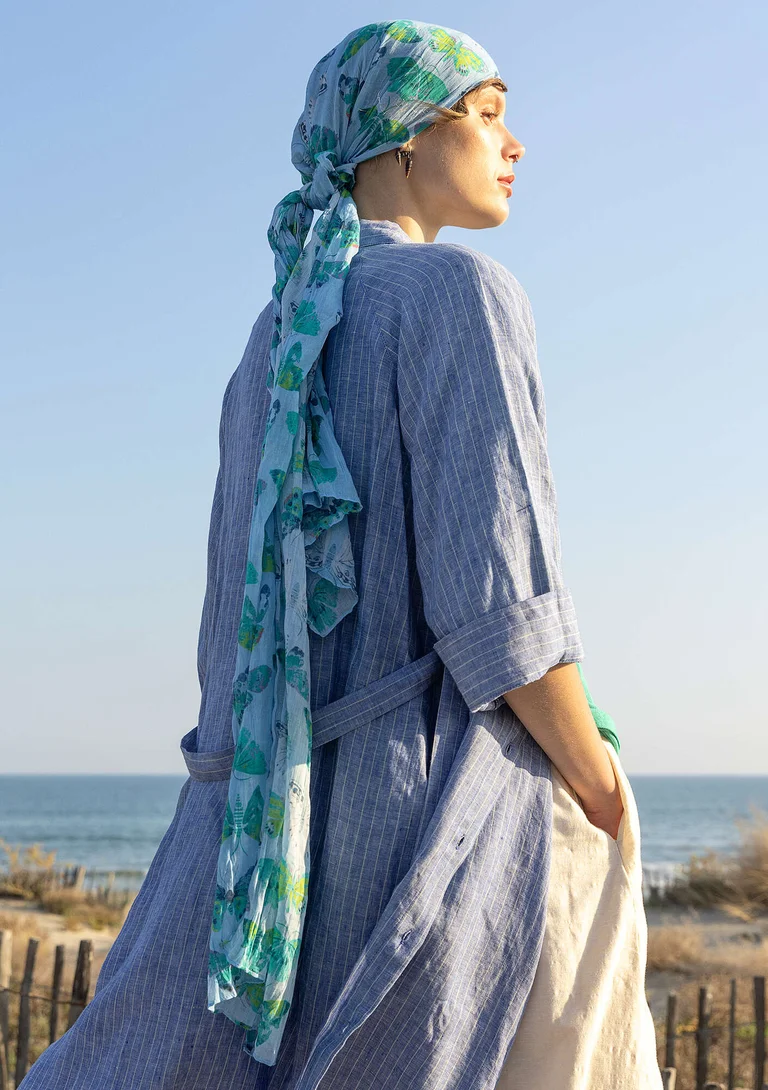 “Fjäril” organic cotton scarf - blue jay