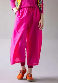 Pantalon tissé "Paris" en coton biologique/soie - pivoine foncé