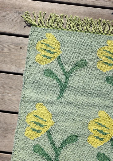 "Wildflower" organic cotton rug - dusty green