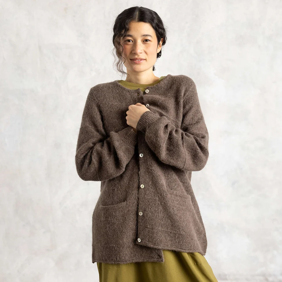 Cardigan in alpaca blend - light potato/melange