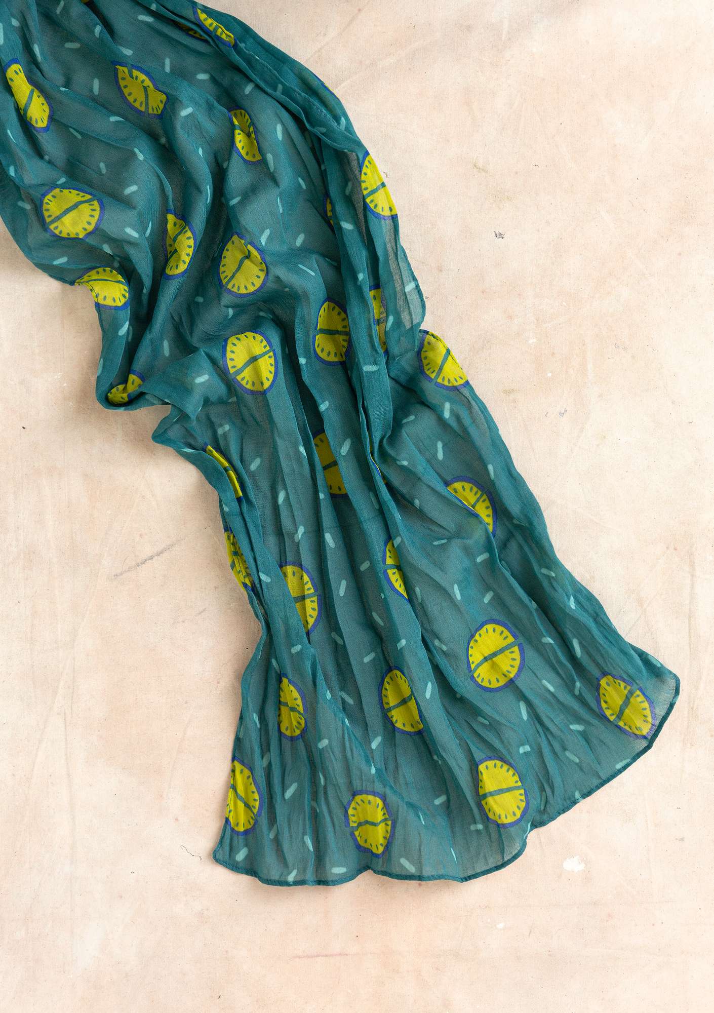 Tørklæde  Multi  i økologisk bomuld påfuglegrøn thumbnail