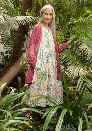 Gilet long "Harriet" en mélange de laine recyclée - rhubarbe/chiné