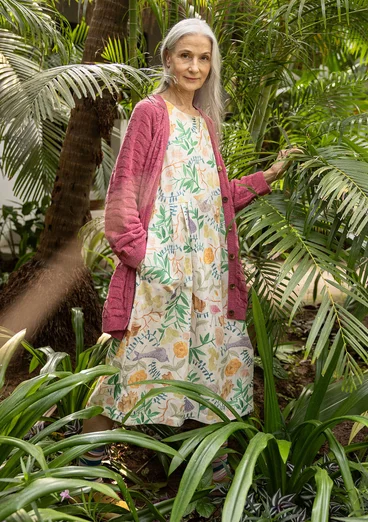 Gilet long "Harriet" en mélange de laine recyclée - rhubarbe/chiné