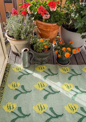"Wildflower" organic cotton rug - dusty green