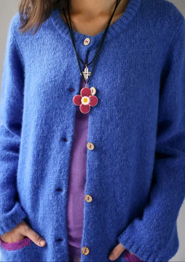 “Tulipe” long cardigan in an alpaca blend - sapphire blue