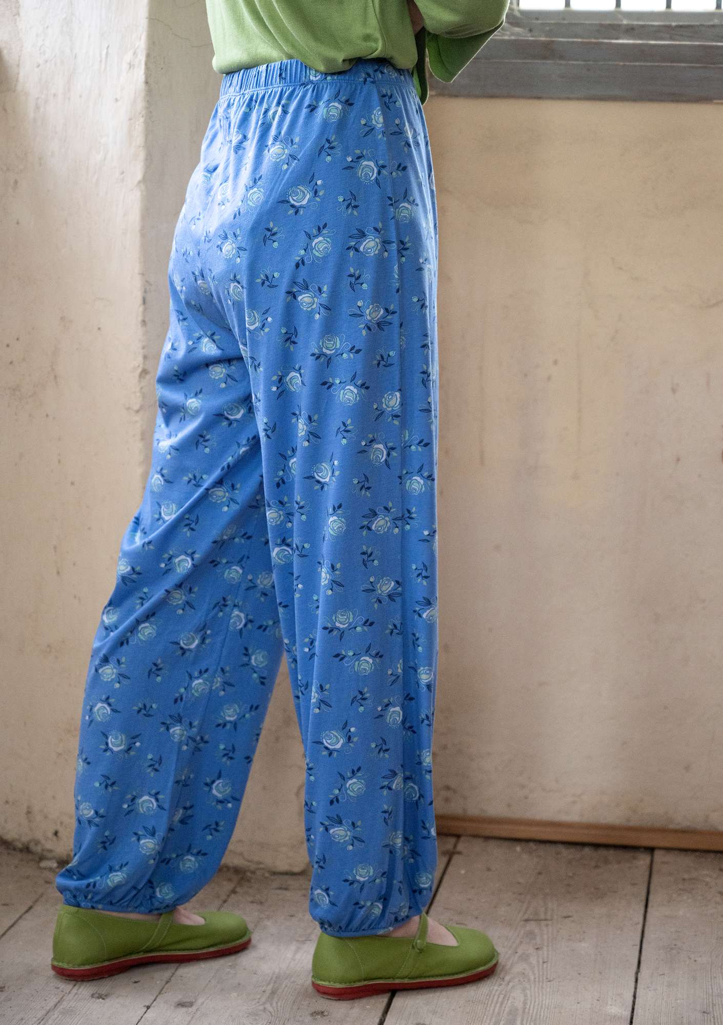 “Sofia” organic cotton/modal jersey trousers sky blue thumbnail