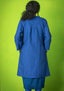 Woven organic cotton/linen dress sky blue thumbnail