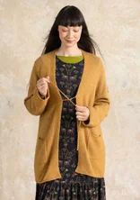 Langstrickjacke aus flauschigem Alpakawollgemisch - ocker-melange