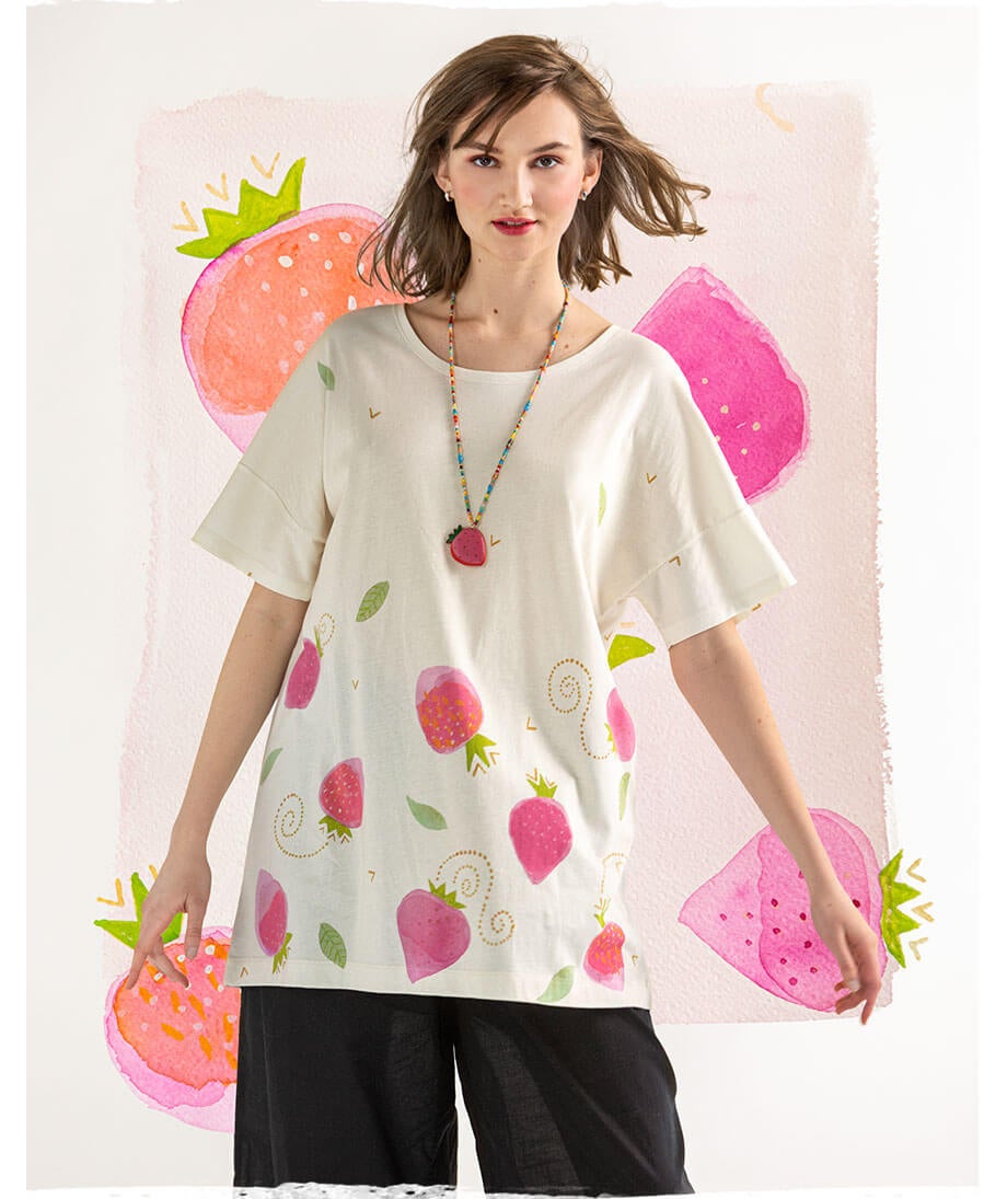 “Strawberry” organic cotton/modal top