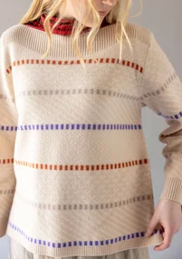 Trøje "Haida" i filtet genanvendt uld - østers