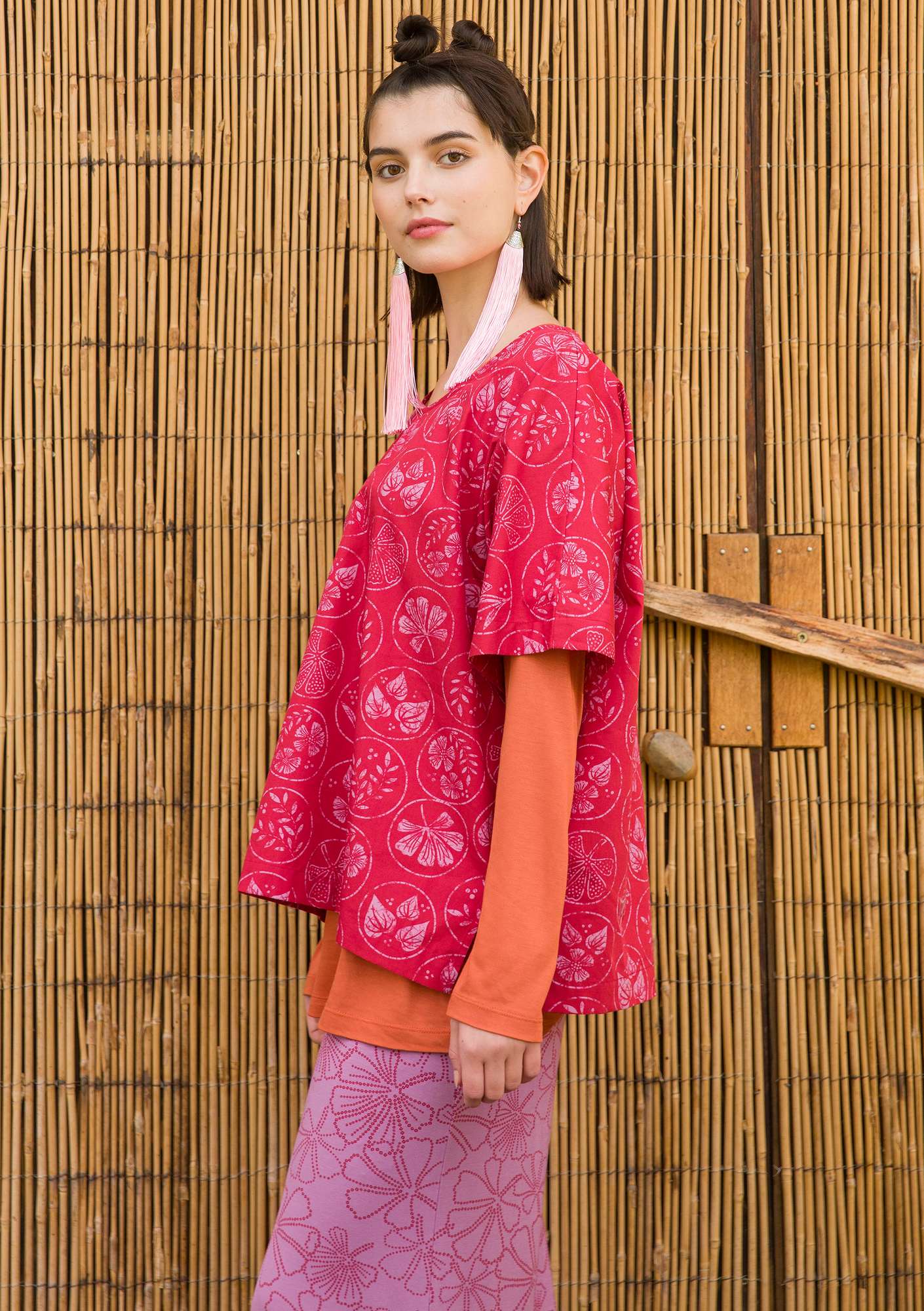 Bluse „Kusama“ aus Öko-/Recycling-Baumwolle kirsche