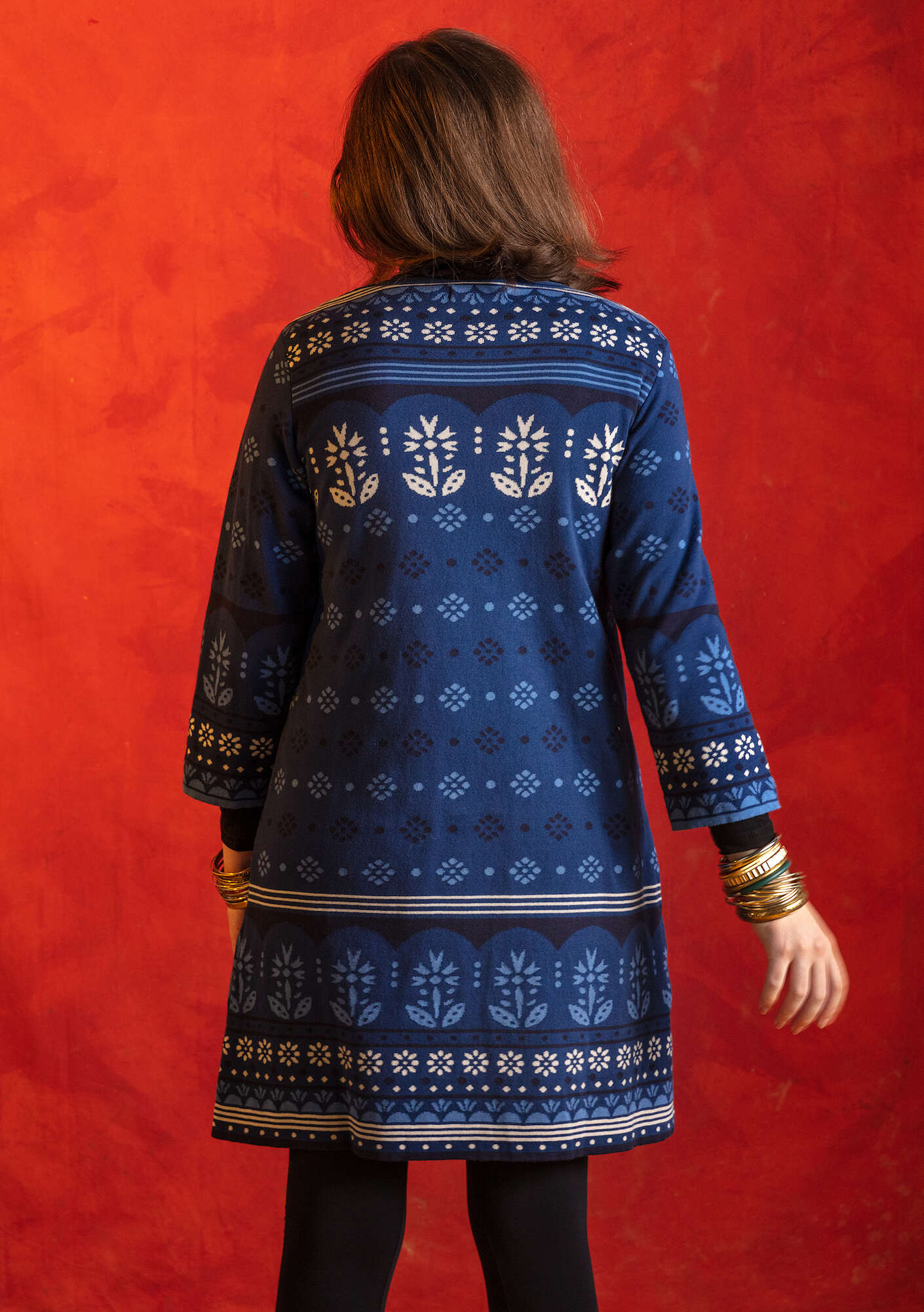 “Banaras” organic cotton knit tunic indigo blue