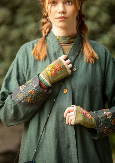 Frakke "Woodland" i økologisk bomuld/hør - opalgrøn