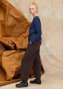 Solid-colour, organic cotton/elastane jersey yoga trousers - dark0SP0aubergine