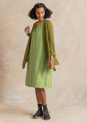 “Esme” woven organic cotton/linen dress - kiwi/stripe