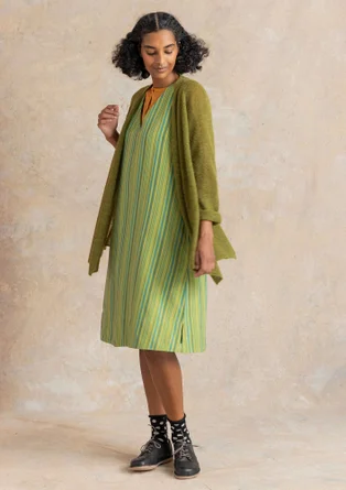 “Esme” woven organic cotton/linen dress - kiwi/stripe