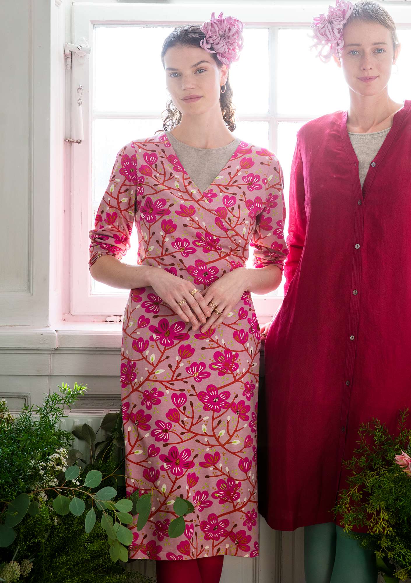 “Magnolia” organic cotton/modal jersey dress cerise thumbnail