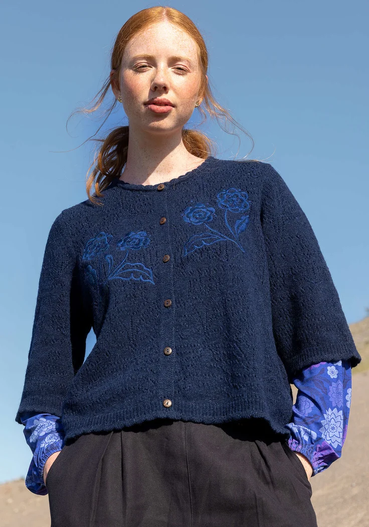 Strickjacke „Shadow“ aus Lammwollmischung - mitternachtsblau