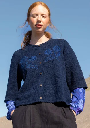 “Shadow” lambswool blend cardigan - midnight blue