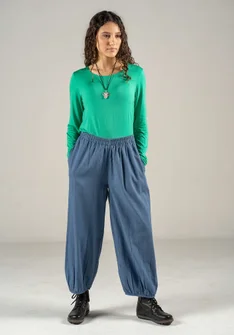 “Olivia” woven organic cotton harem trousers - mountain blue