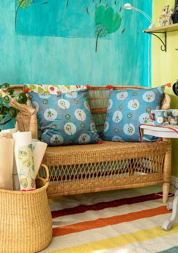 Housse de coussin "Indra" en coton biologique - indigotier