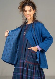 Veste "Bodil" en lin tissé - bleu indigo
