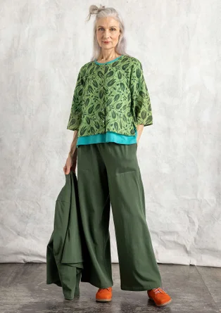 Organic cotton jersey trousers - forest green